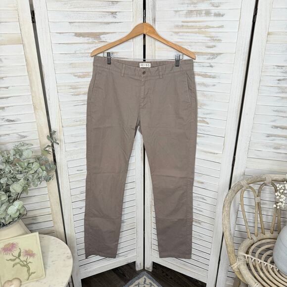 REISS Men's 34 Cotton Casual Chino Trouser Pants Brown Khaki Tan Senator - Picture 3 of 13
